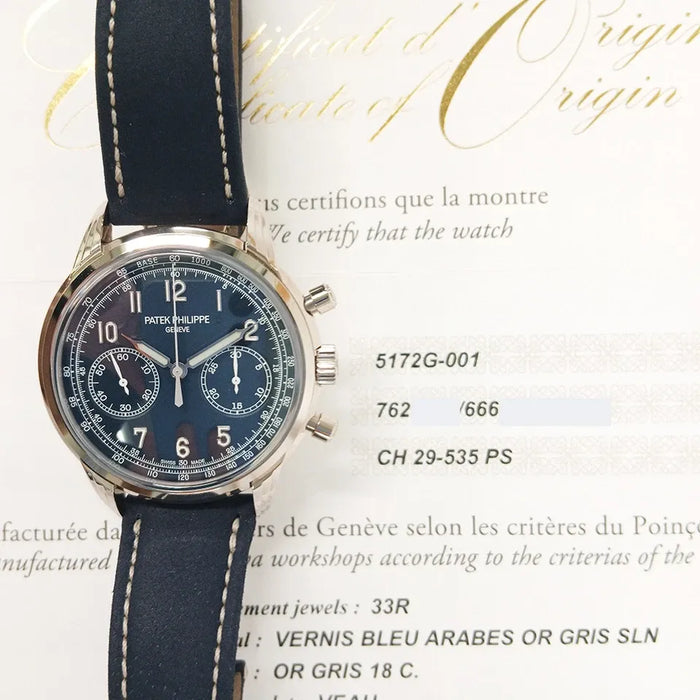 Montre homme Patek Philippe Chronographe 5172G or blanc 18 carats