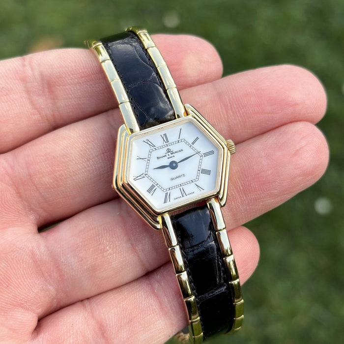 Baume & Mercier ou 18 carats vintage Lady 48372 quartz 27 mm