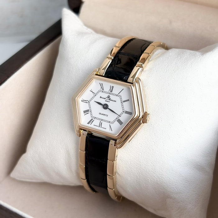Baume & Mercier ou 18 carats vintage Lady 48372 quartz 27 mm
