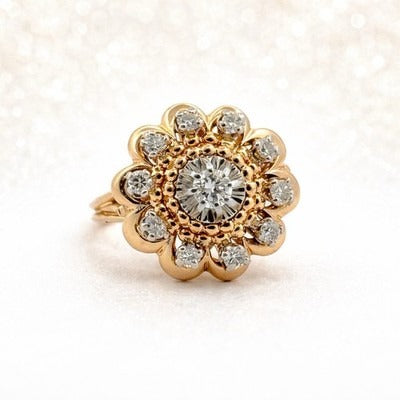Bague en or jaune et diamants