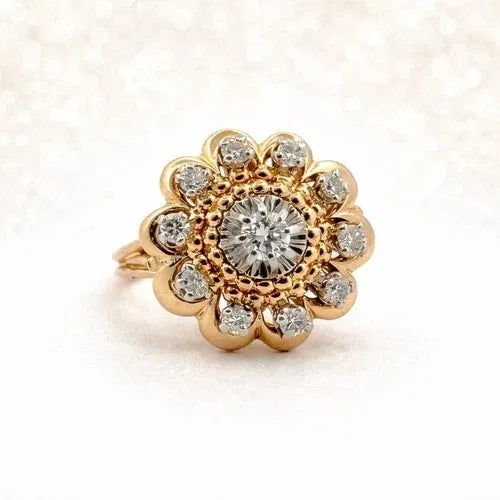 Bague en or jaune et diamants