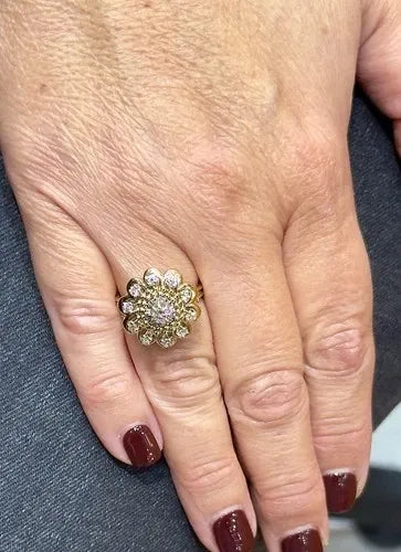 Bague en or jaune et diamants