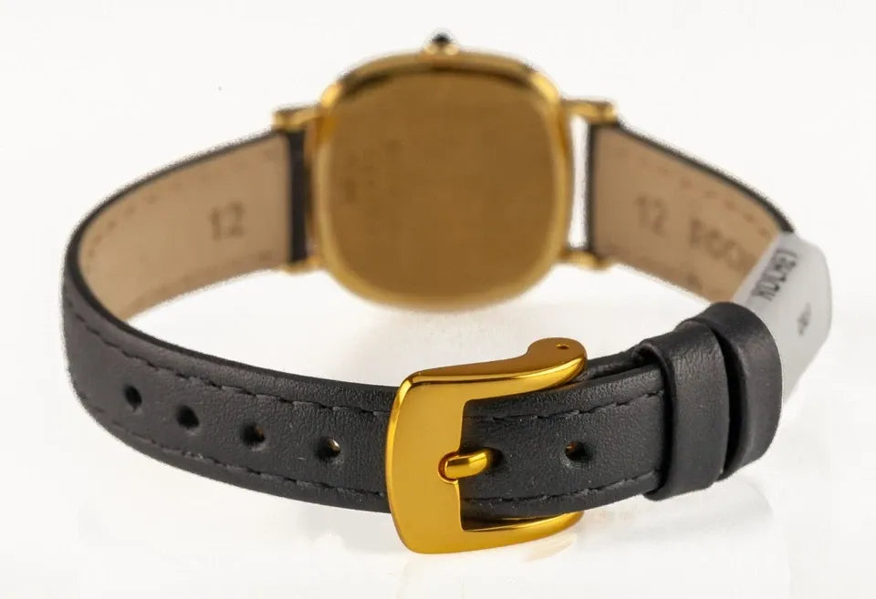 Montre à quartz femme Concord en or jaune 18 carats avec bracelet cuir