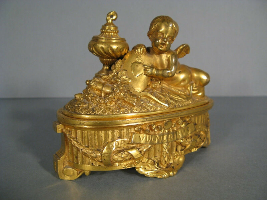 ANCIEN COFFRET A BIJOUX STYLE LOUIS XVI EN BRONZE