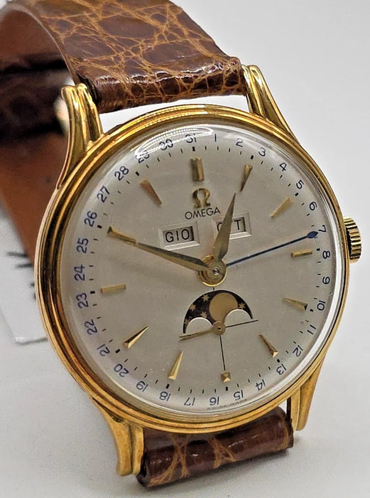 Montre Omega Cosmic Triple date 381 Fases de Lune or 18k  années 50