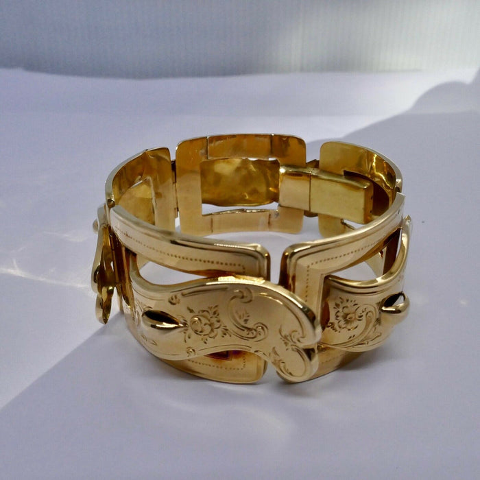 BRACELET ARTICULÉ OR JAUNE 18K EPOQUE MILIEU XIX ÈME