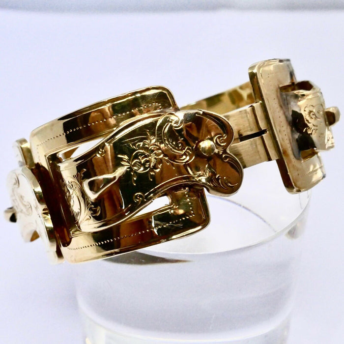 BRACELET ARTICULÉ OR JAUNE 18K EPOQUE MILIEU XIX ÈME