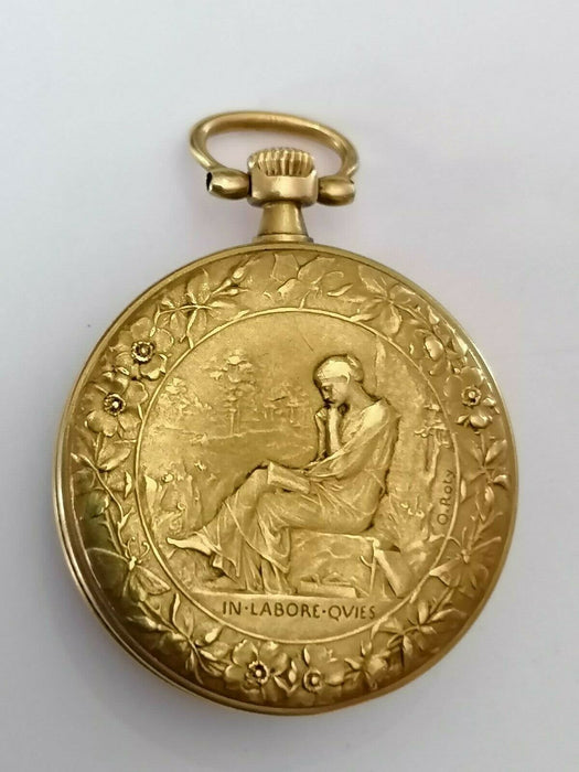 Montre à Gousset or 18 carats O. Roty "In Labore Quies"