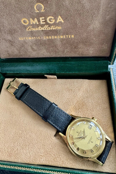 MONTRE OMEGA CONSTELLATION TARTE PAN DE LUXE 18K VINTAGE