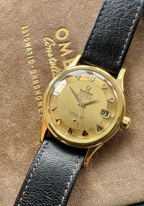 MONTRE OMEGA CONSTELLATION TARTE PAN DE LUXE 18K VINTAGE