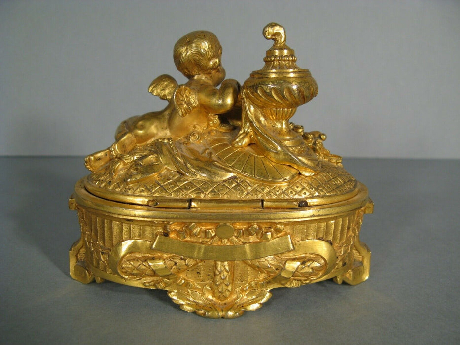 ANCIEN COFFRET A BIJOUX STYLE LOUIS XVI EN BRONZE