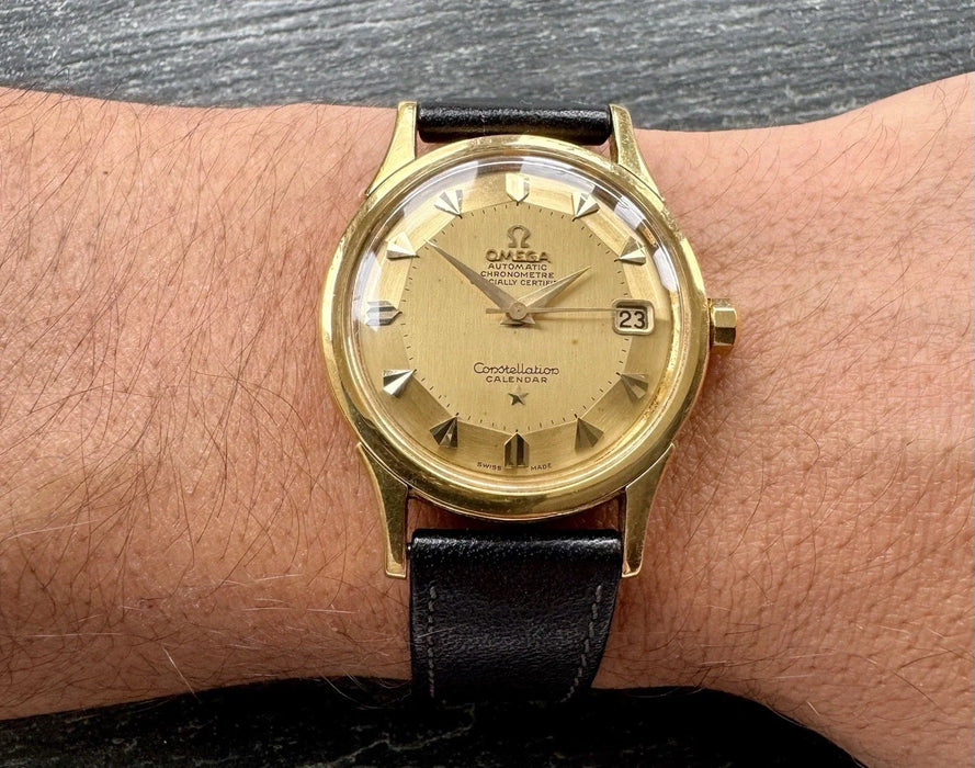 MONTRE OMEGA CONSTELLATION TARTE PAN DE LUXE 18K VINTAGE