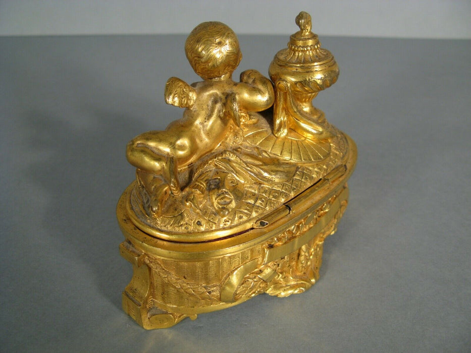 ANCIEN COFFRET A BIJOUX STYLE LOUIS XVI EN BRONZE