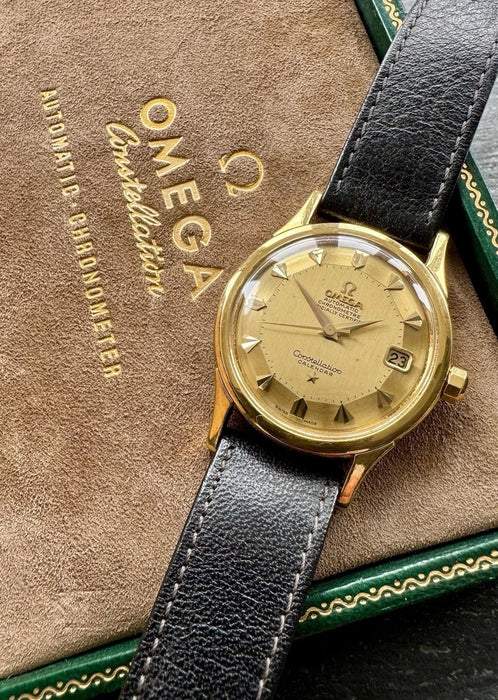 MONTRE OMEGA CONSTELLATION TARTE PAN DE LUXE 18K VINTAGE